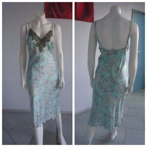 VTG  Plenty Tracy Reese print and beaded silk slip dress